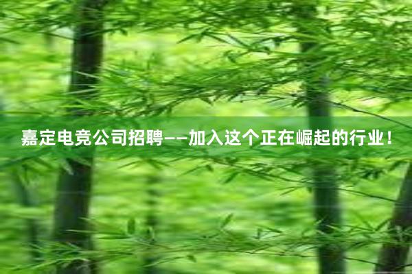 嘉定电竞公司招聘——加入这个正在崛起的行业！