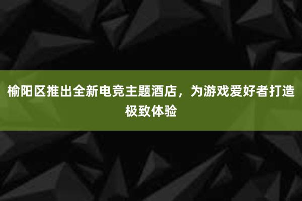 榆阳区推出全新电竞主题酒店，为游戏爱好者打造极致体验